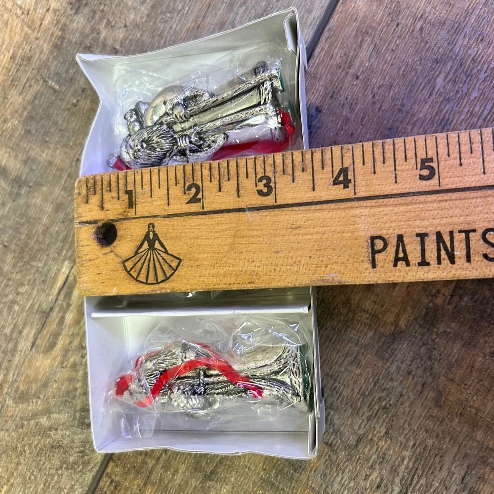 NIB Home For The‎ Holidays Silverplate Santa Ornaments Set of 3 Christmas Decor
